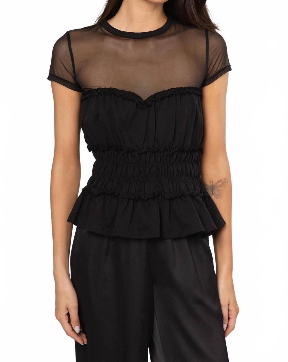 NEW GENERATION LOVE sigrid mesh combo top in black